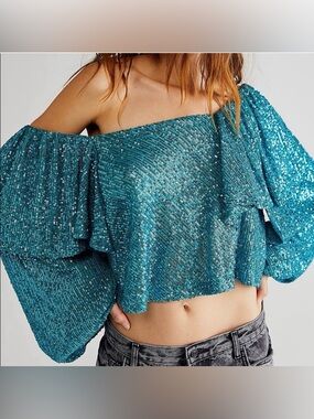 Free People Shimmer Sequin Top